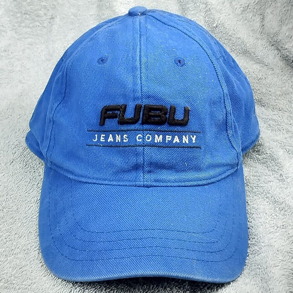 FUBU Hat Baseball Cap Men's Adjustable Royal Blue Black Logo Dad Hat